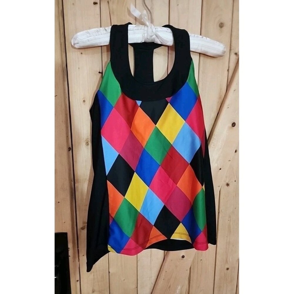 Moxie Cycling Co Womens‎ Tank Top Racer Back Colorful Jersey Size L  Pockets